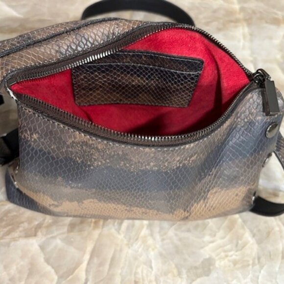 HAMMITT VIP Medium Java Snake Crossbody Clutch Bag Purse Brown Leather GUC - Picture 7 of 14